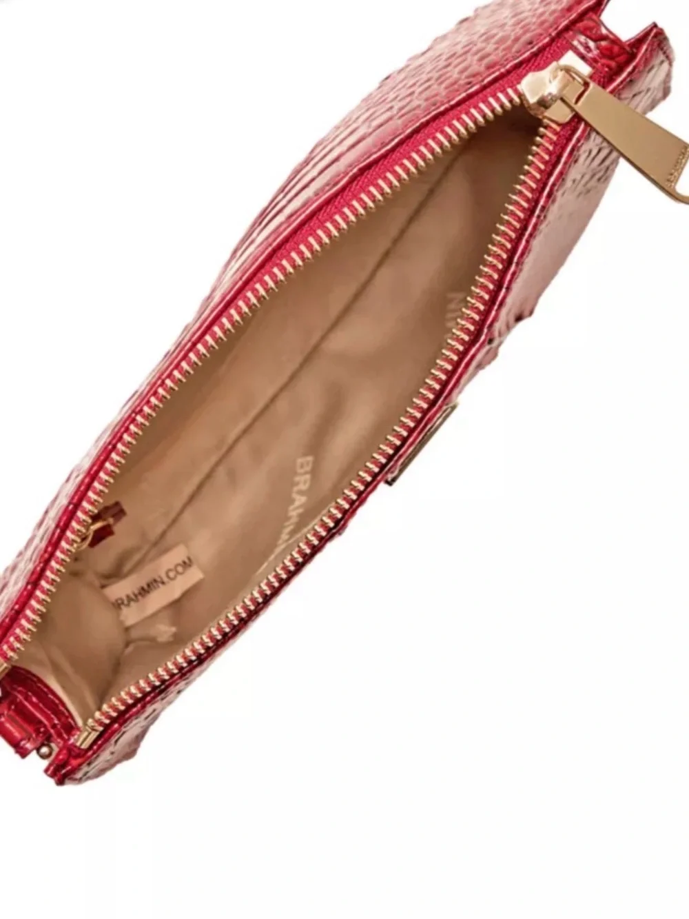 Brahmin Daisy Volcanic Red Croc-Embossed Leather Wristlet